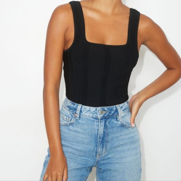 Dynamite Square Neck Ribbed Tank Top - Picture 2 of 9